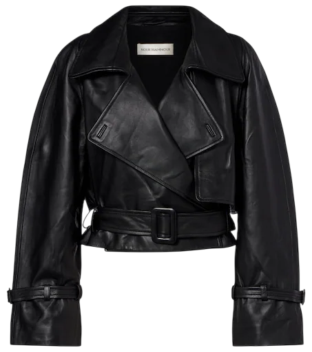 Hatti cropped leather jacket in black