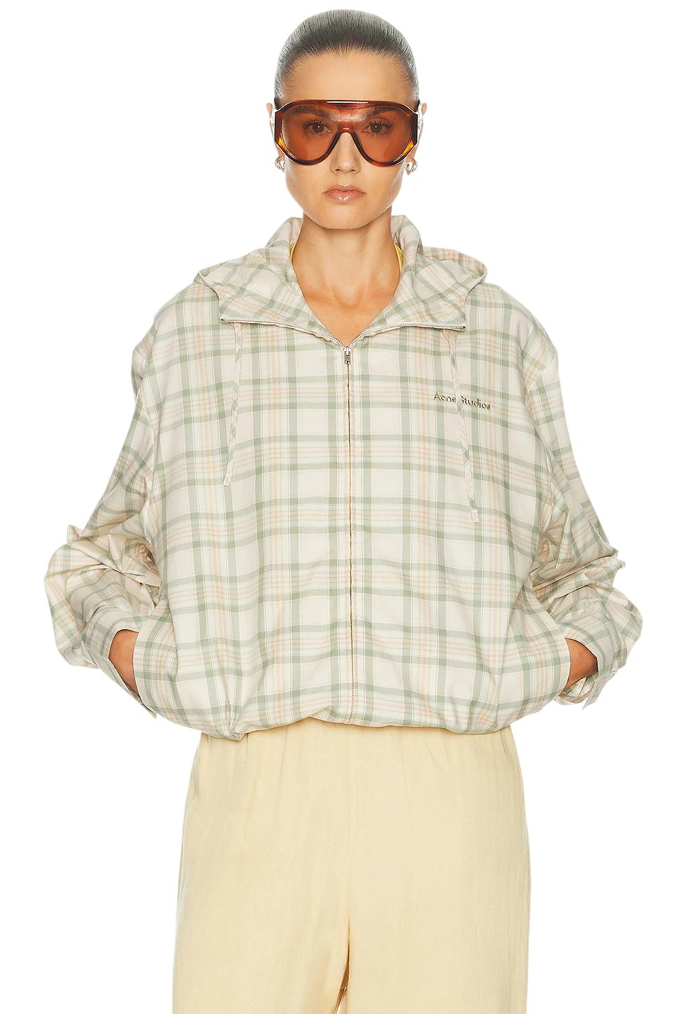 Acne Studios Ofass Summery Check Jacket in Green & Orange