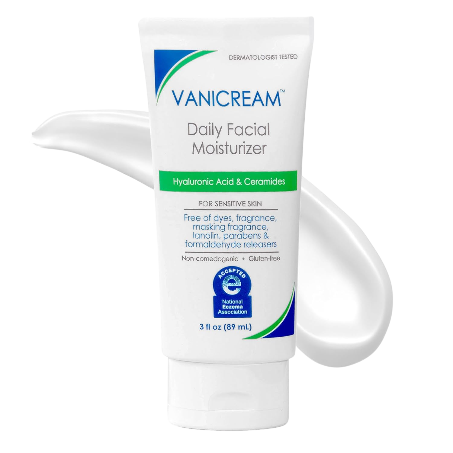 Vanicream Daily Facial Moisturizer With Ceramides and Hyaluronic Acid - Formulated Without Common Irritants for Those with Sensitive Skin, 3 fl oz (Pack of 1)