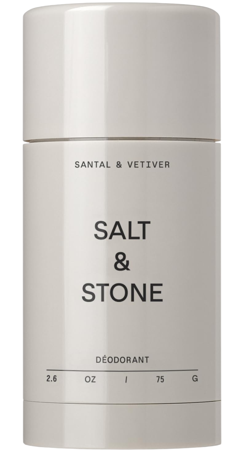 Salt & Stone Aluminum Free Deodorant | Extra Strength 48 Hour Protection for Women & Men | Made with Seaweed Extracts, Niacinamide & Prebiotics | Santal & Vetiver