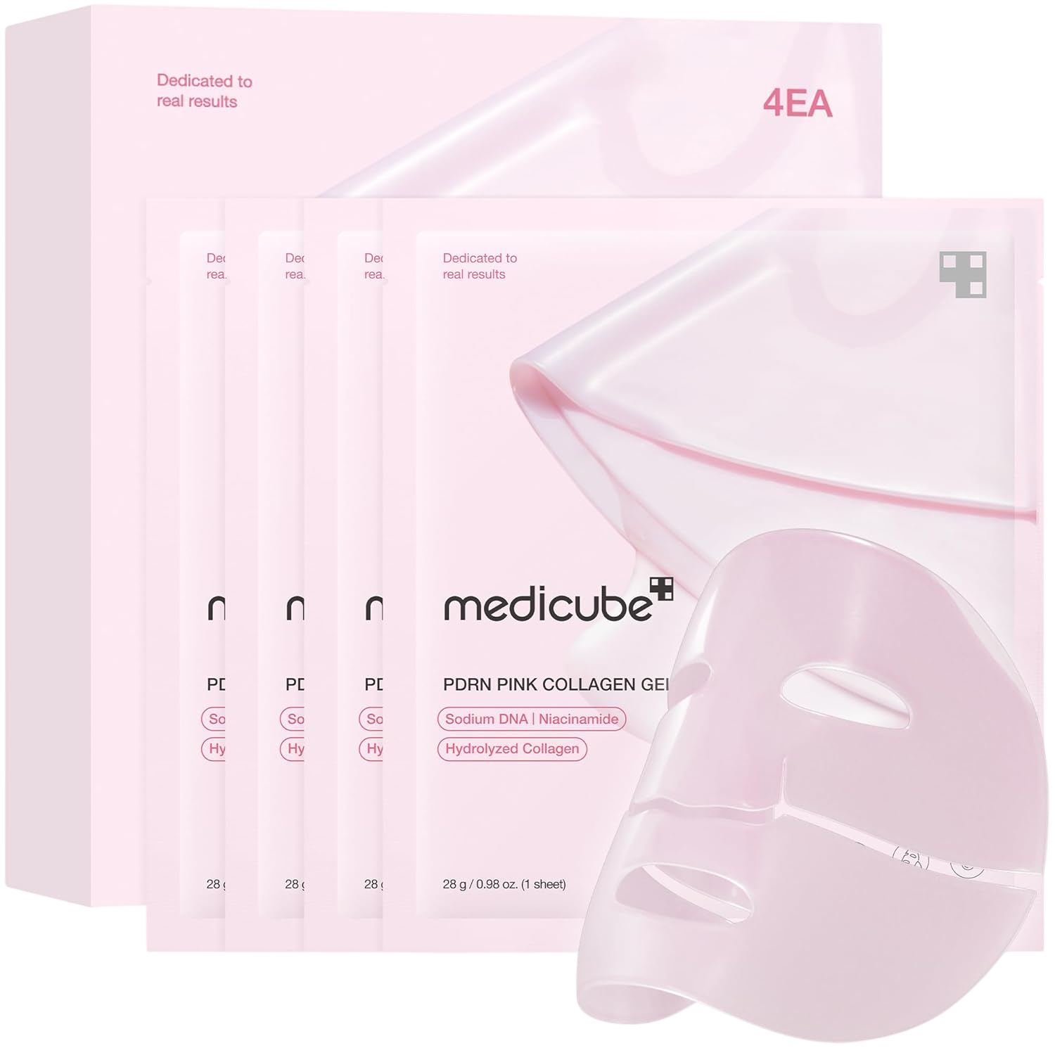 medicube Jelly Gel Mask with Salmon DNA PDRN Pink Collagen | Overnight Face Mask for Glass Glow Skin | Elasticity, Hydrating, Firming and Moisturizing | Korean Skincare, 28g x 4ea