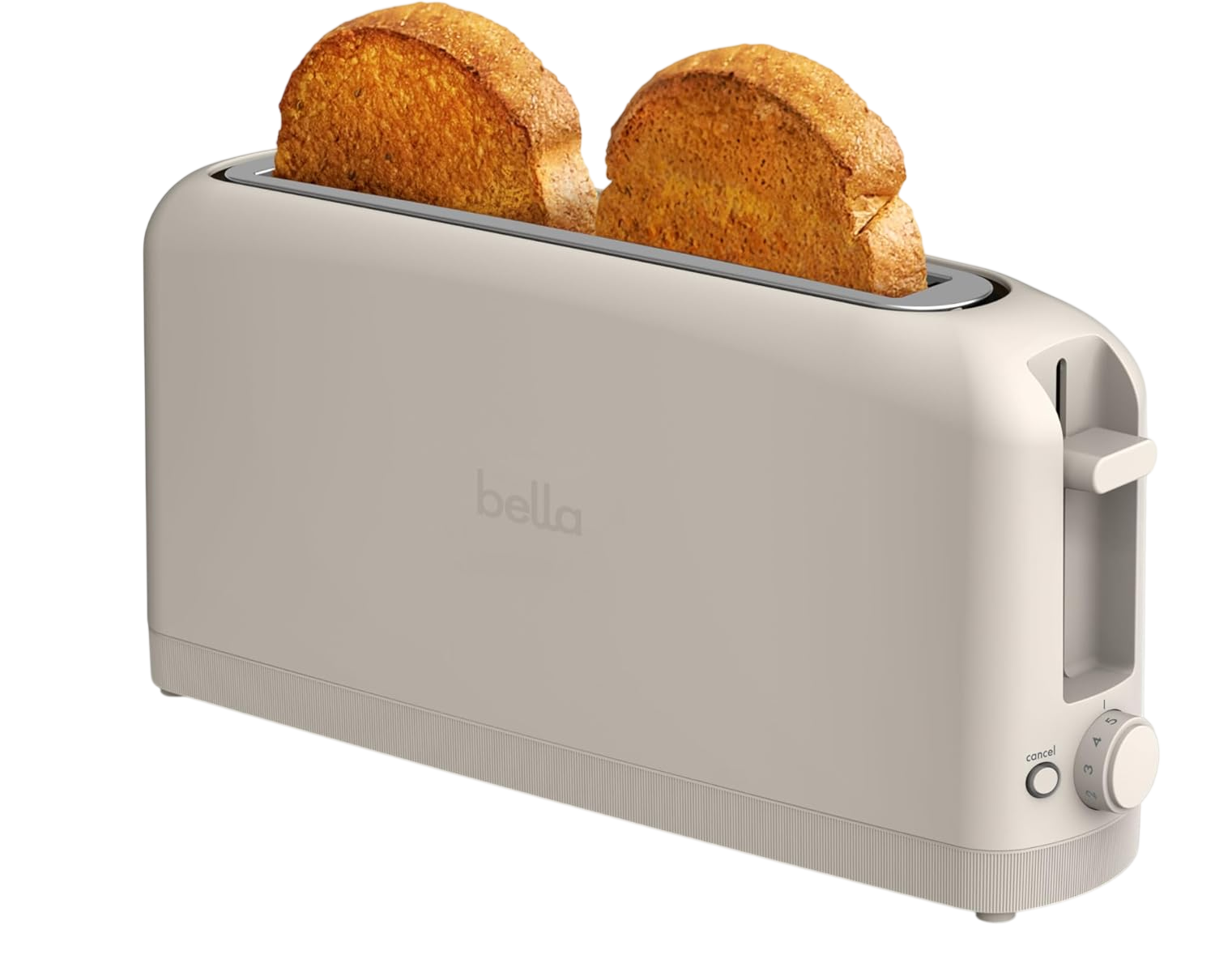 bella 2 Slice Slim Toaster, Fits-anywhere™ Kitchenware, 6 Setting Shade Control with Reheat & Cancel Buttons, Fits sourdough, 10” Long Slot, Anti Jam & Auto Shutoff, 900 Watt, Oatmilk