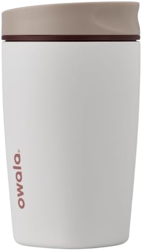 Owala SmoothSip Slider Insulated Stainless Steel Coffee Tumbler, Reusable Iced Coffee Cup, Hot Coffee Travel Mug, BPA Free 12 oz, Vanilla Bean
