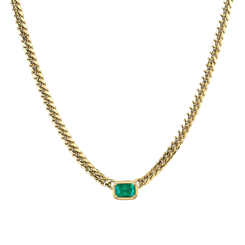 Emerald Cut Emerald Cuban Choker