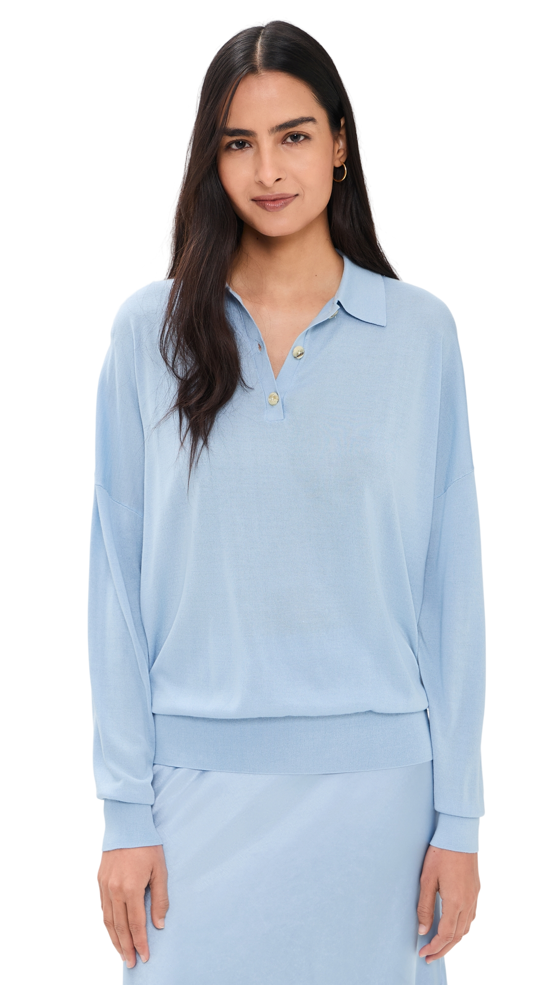 Renggli Silk Cashmere Boxy Long Sleeve Polo