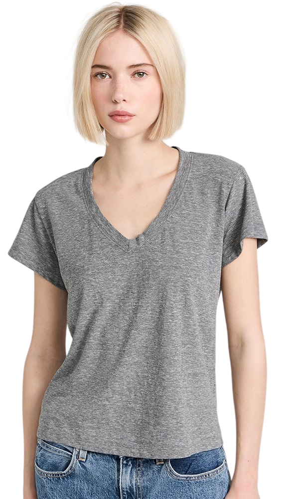 perfectwhitetee Hendrix Cotton Boxy V Neck Tee