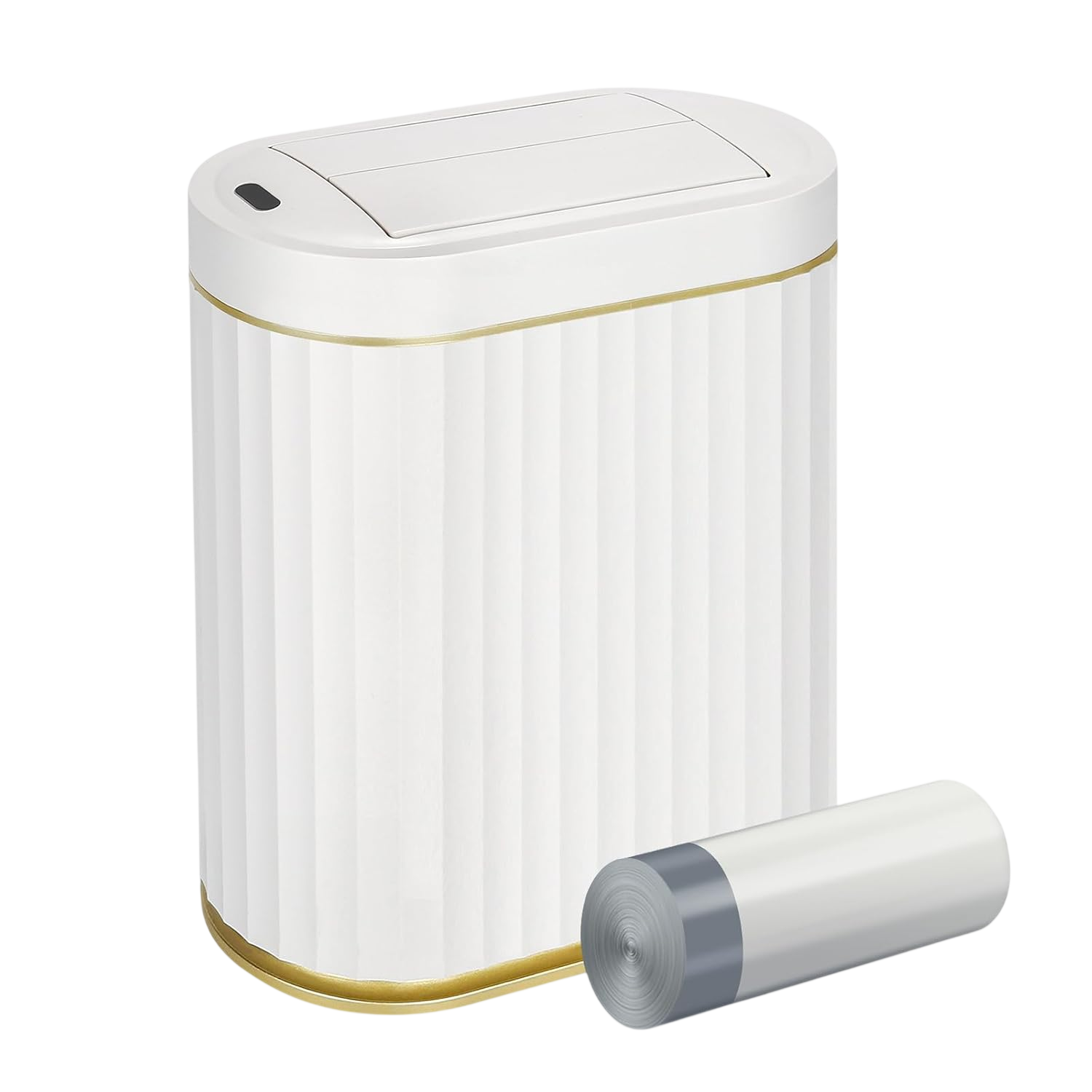 ELPHECO Bathroom Trash Can with Lid Butterfly, Motion Sensor Trash Can Bathroom Decor Automatic Garbage Can Wastebasket Bathroom Accessories, Kitchen, Living Room, Office, White Gold