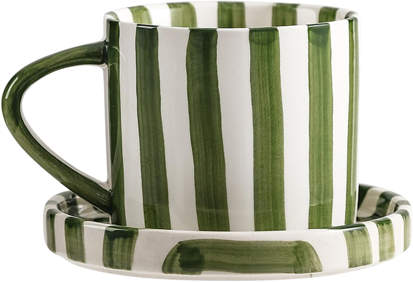 8 Oz Coffee Mug Large Espresso Cups With Saucer Ceramic Coffee Mugs Porcelain Coffee Cup With Saucer Hand-Painted Striped Art Cup And Saucer,C