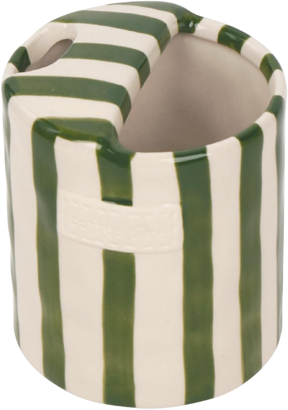 Coffee Mug Espresso Cup 10oz Ceramic Coffee Mugs Porcelain Coffee Cup Hand-Painted Striped Art Multiple Use for Kitchen, Dining-Green