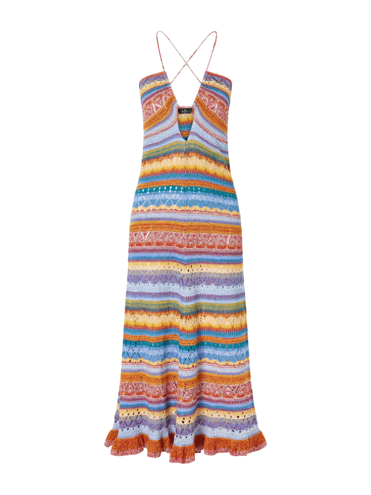 ETRO Crocheted striped cotton midi dress